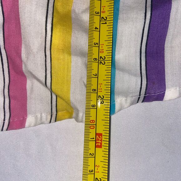 Vintage Rainbow Striped button down blouse USA funky quirky 70s 80s Maximalist M - Picture 2 of 5